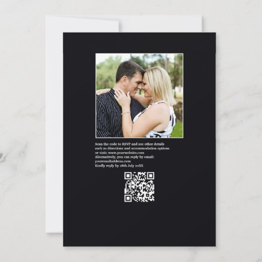 鮮やかはっきりしたフローラ結婚Fiestaの写真とQRコード 招待状 (裏面)