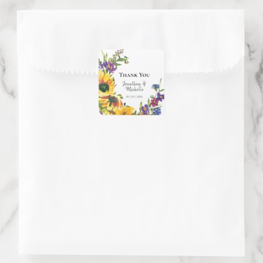 鮮やかひまわり野の花ありがとう結婚 スクエアシール (バッグ)