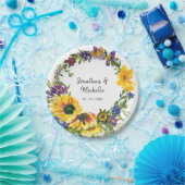 鮮やかひまわり野花結婚の ペーパープレート (パーティー)