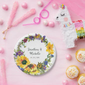 鮮やかひまわり野花結婚の ペーパープレート (パーティー)