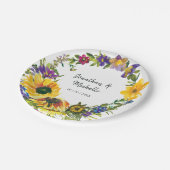 鮮やかひまわり野花結婚の ペーパープレート (アングル)