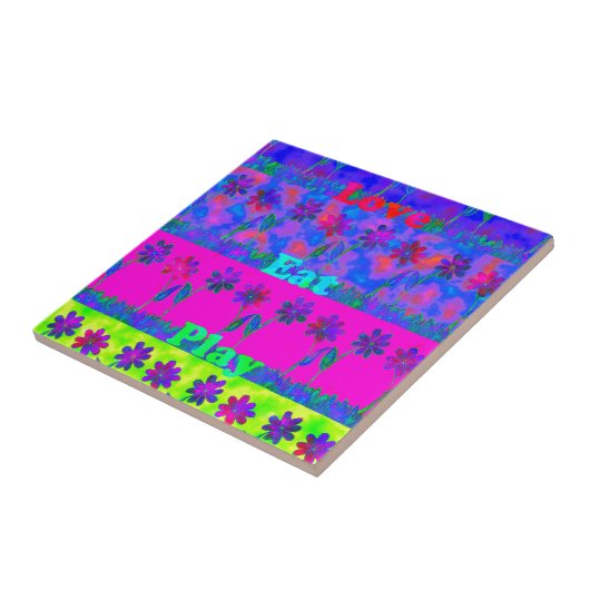 鮮やかやる気を起こさせる食べラヴ&遊アートプリント タイル (側面)