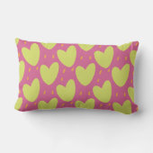 鮮やかよくはしゃぐハート、ピンクと緑の名前 ランバークッション (裏面)