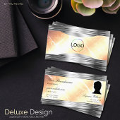 鮮やかアイボリーピーチとシルバーロ縁どグ写真 名刺