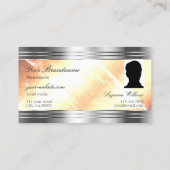 鮮やかアイボリーピーチ銀モノグラ縁どム写真 名刺 (裏面)