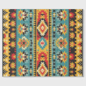 鮮やかアステカ部幾何学 ラッピングペーパー (フラット)