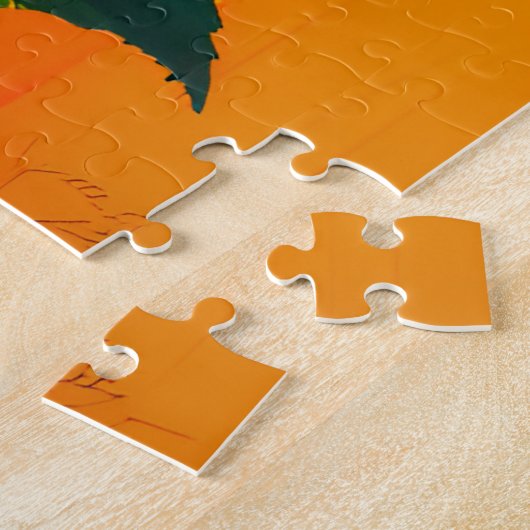 鮮やかアモダンートピンクローズ油彩画 ジグソーパズル (側面)