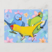 鮮やかインディアンリンネックよくはしゃぐインコ ポストカード (正面)