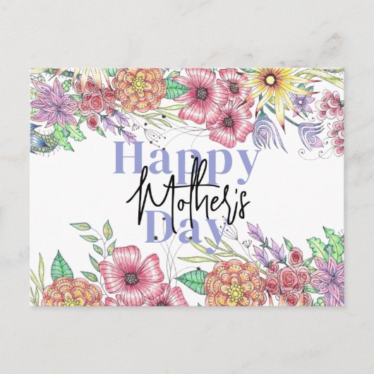 鮮やかエレガント花葉母の日 ポストカード (正面)