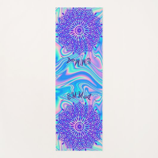 鮮やかエレガントCUSTOMIZEDBEACH VIBE GLASS MANDALA ヨガマット (正面)