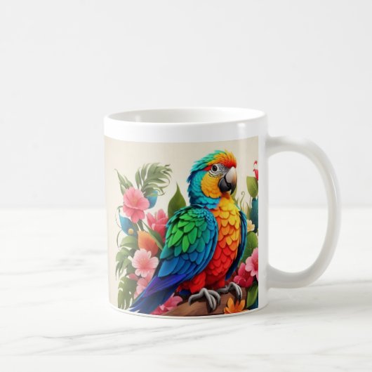 鮮やかオウムデザインカップ コーヒーマグカップ (右)