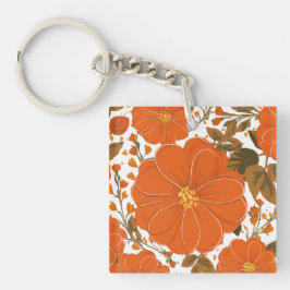 鮮やかオレンジの花のパタ離れーン キーホルダー