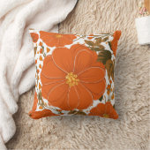 鮮やかオレンジの花のパタ離れーン クッション (ブランケット)