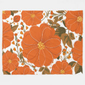 鮮やかオレンジの花のパタ離れーン フリースブランケット (正面(横))