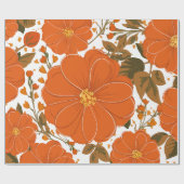 鮮やかオレンジの花のパタ離れーン ラッピングペーパー (フラット)