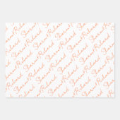 鮮やかオレンジ文字の書結婚名 ラッピングペーパーシート (正面2)