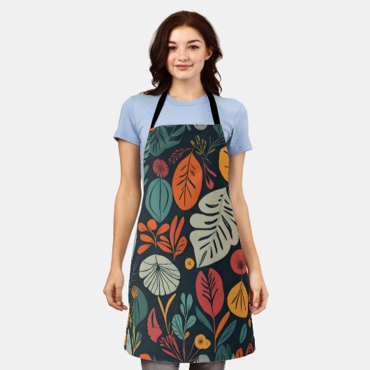 鮮やかオーガニックエプロン芸術的ホームデコール エプロン (着用した状態)