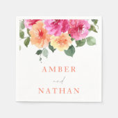 鮮やかオールシーズンズウォーター色のフローラ結婚ズ スタンダードカクテルナプキン (正面)