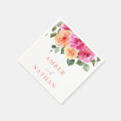 鮮やかオールシーズンズウォーター色のフローラ結婚ズ スタンダードカクテルナプキン (角)