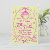 鮮やかカスタム30歳の誕生日ディスコ手描き 招待状 (スタンド正面)