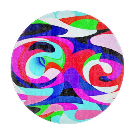 鮮やかカラフルな抽象化パターン カッティングボード (正面)