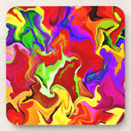 鮮やかカラフルな抽象化パターン コースター