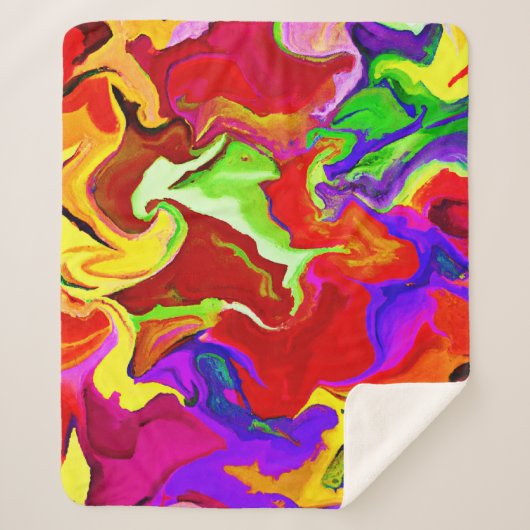 鮮やかカラフルな抽象化パターン シェルパブランケット (正面)