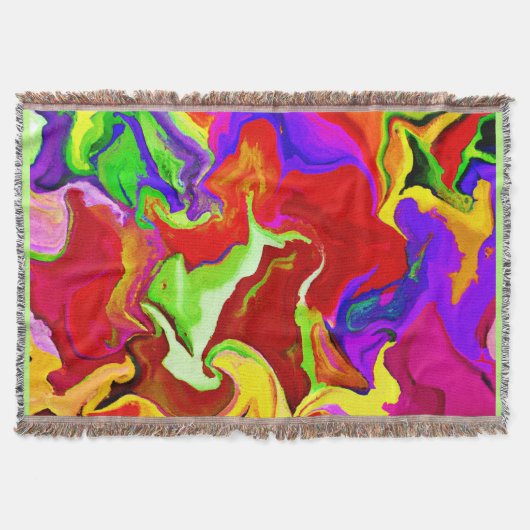 鮮やかカラフルな抽象化パターン スローブランケット (正面)