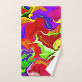 鮮やかカラフルな抽象化パターン バスタオルセット (ハンドタオル)