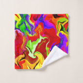 鮮やかカラフルな抽象化パターン バスタオルセット (ウォッシュタオル)