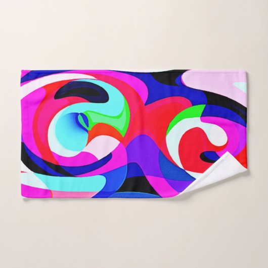 鮮やかカラフルな抽象化パターン バスタオルセット (ハンドタオル)
