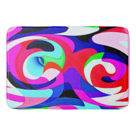 鮮やかカラフルな抽象化パターン バスマット