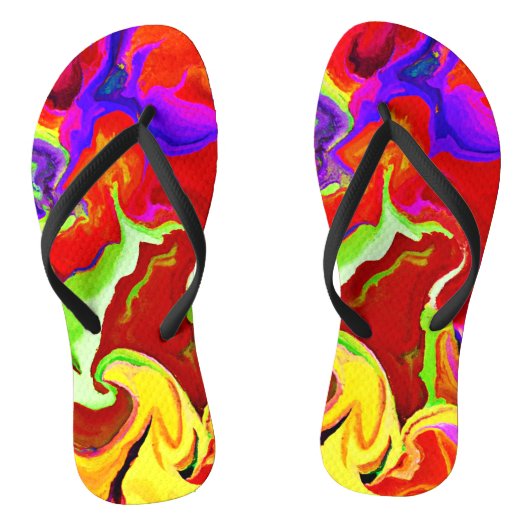 鮮やかカラフルな抽象化パターン ビーチサンダル (ソール)