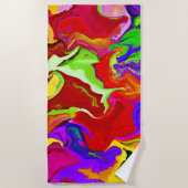 鮮やかカラフルな抽象化パターン ビーチタオル (正面)