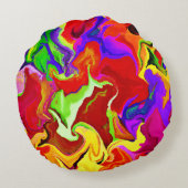 鮮やかカラフルな抽象化パターン ラウンドクッション (裏面)