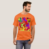 鮮やかカラフルな抽象化パターン Tシャツ (正面フル)