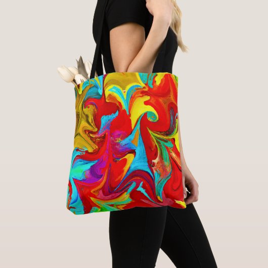 鮮やかカラフルな抽象芸術 トートバッグ (クローズアップ)