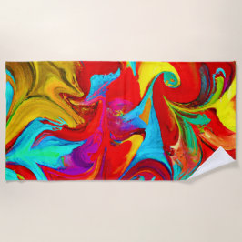 鮮やかカラフルな抽象芸術 ビーチタオル