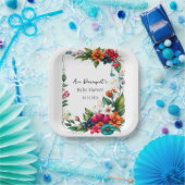 鮮やかカラフルな花模様ベビーの開花シャワー ペーパープレート (パーティー)