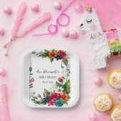 鮮やかカラフルな花模様ベビーの開花シャワー ペーパープレート (パーティー)