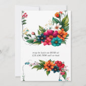 鮮やかカラフルな花模様ベビーの開花シャワー 招待状 (裏面)