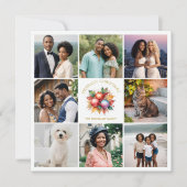 鮮やかカラフルスタイリッシュコラージュ8枚の写真ファミリー シーズンカード (正面)