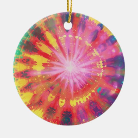 鮮やかカラフルタイ染色#1 セラミックオーナメント (正面)