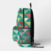 鮮やかカラフルティール（緑がかった色）モノグラムイニシャル プリントバックパック (右)