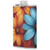 鮮やかカラフルデイジー、青、黄、オレンジ フラスク (左)