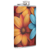 鮮やかカラフルデイジー、青、黄、オレンジ フラスク (右)