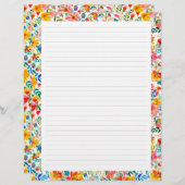 鮮やかカラフルフローラ並び文具紙 (正面/裏面)
