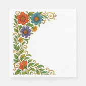 鮮やかカラフルフローラ角マージンデザイン スタンダードランチョンナプキン (正面)