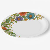 鮮やかカラフルフローラ角マージンデザイン ペーパープレート (アングル)