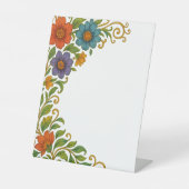 鮮やかカラフルフローラ角マージンデザイン 台座サイン (正面)